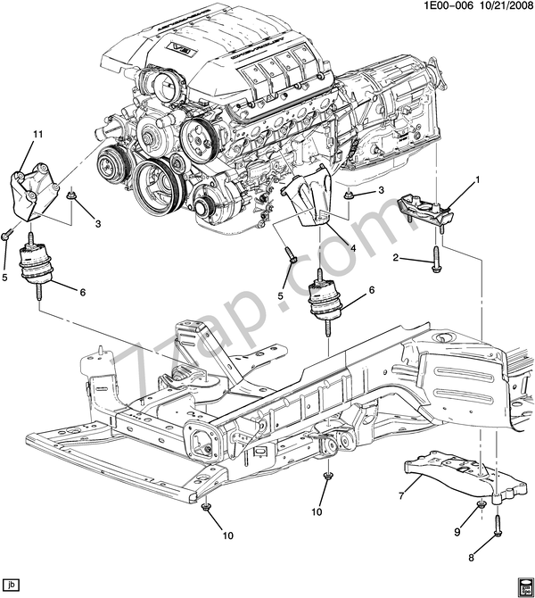 20102015 ES37 ENGINE & TRANSMISSION MOUNTING (L99/6.2J, AUTOMATIC MYC