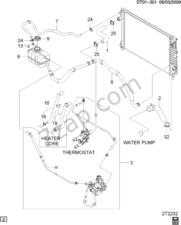 20092011 T RADIATOR HOSES (LXV/1.6E) diagram CHEVROLET aveo Aveo