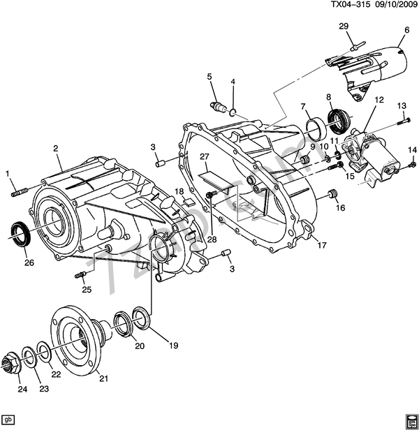 20082009 N1 TRANSFER CASE PART 1 CASE WARNER 4493/4494)(LH8/5.3L,NR4,NR6) diagram HUMMER