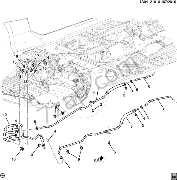 20162017 AJ,AK AUTOMATIC TRANSMISSION OIL COOLER PIPES/REAR (M5U, REAR AXLE COOLING KNR