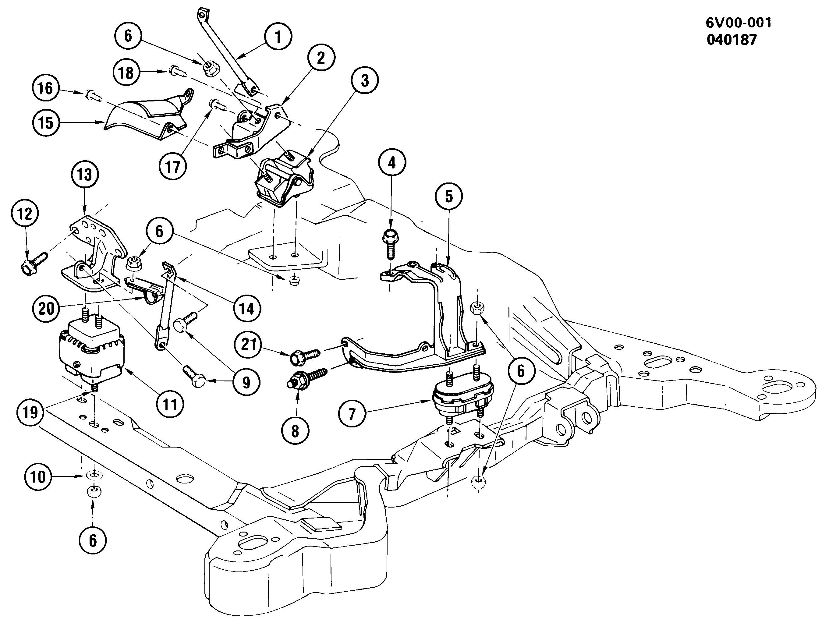 1987-1988 V ENGINE & TRANSMISSION MOUNTING-V8 (LC7/4.1-7)