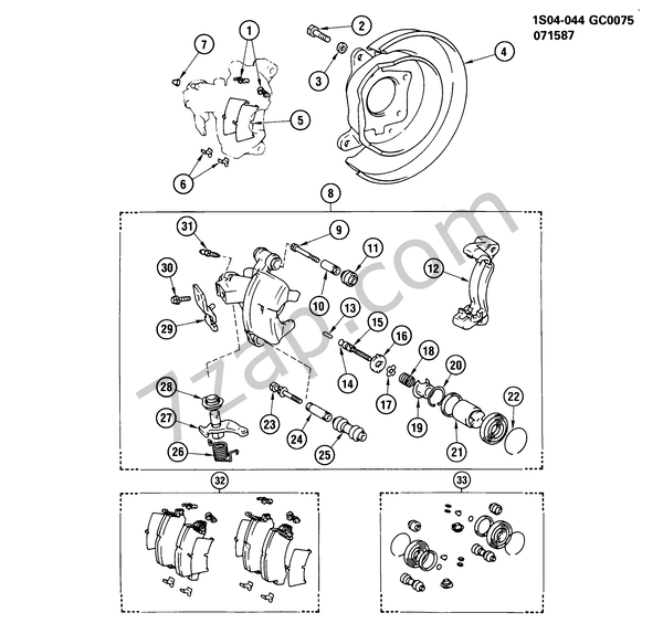 1988-1988 SL BRAKE CALIPER/REAR diagram CHEVROLET nova Nova 