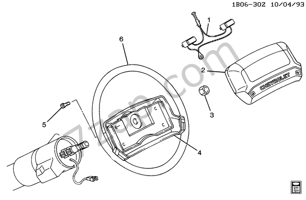 19911993 B STEERING WHEEL & HORN PARTS схема CHEVROLET caprice Caprice