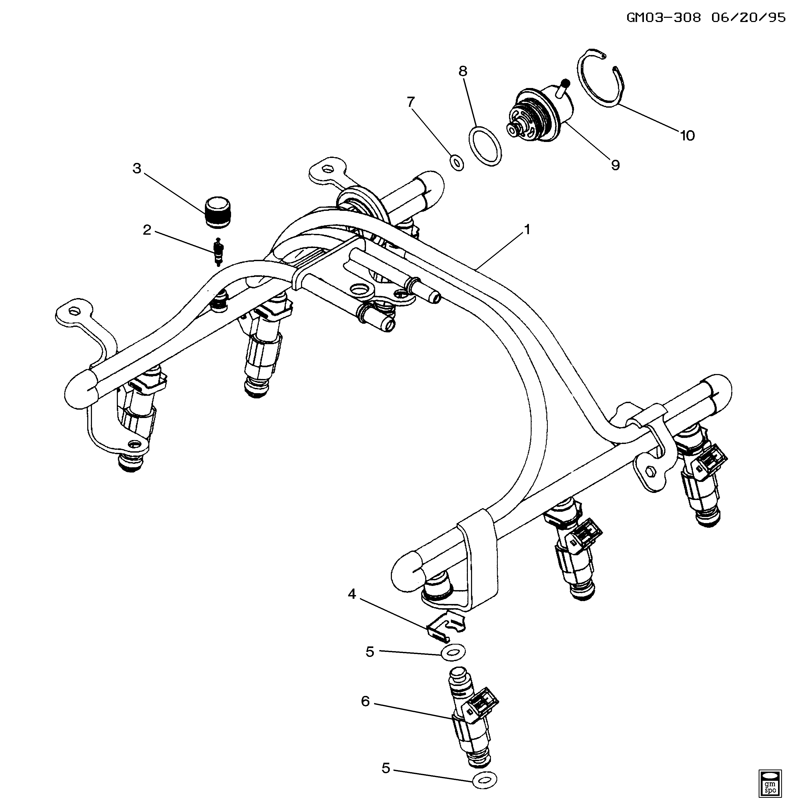 1996-1999 H FUEL INJECTOR RAIL (L67/3.8-1)