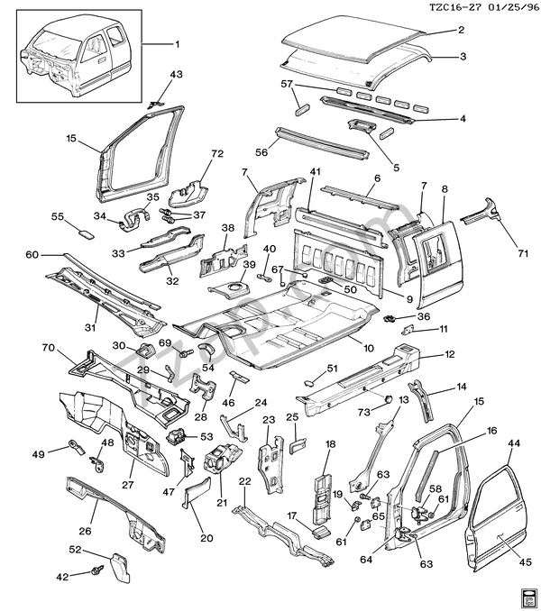 Scheme 1992-1993 CK(53) SHEET METAL/BODY Lt Truck GMC C3500 PICKUP SIERRA 2WD