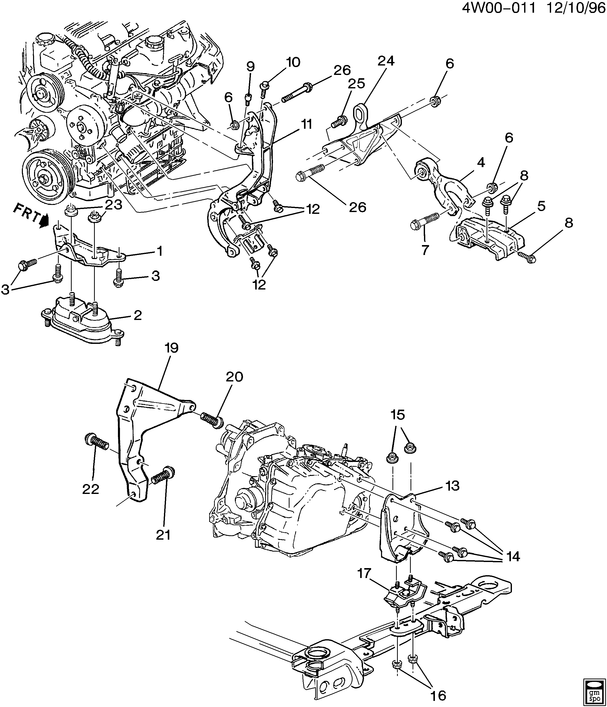 1997-1998 W ENGINE & TRANSMISSION MOUNTING (L82/3.1M)