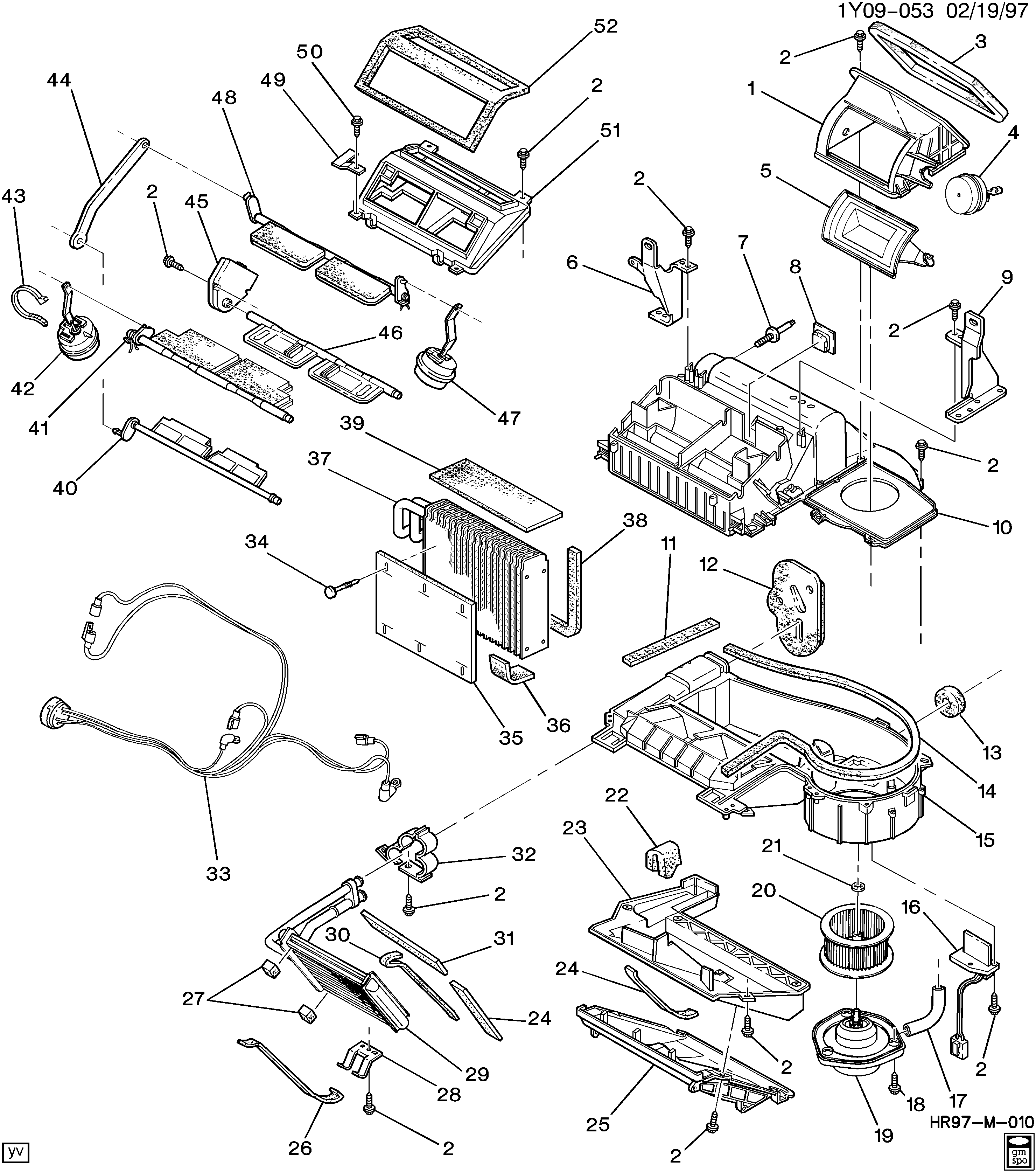 1997-2002 Y A/C EVAPORATOR & BLOWER MODULE ASM (C60)