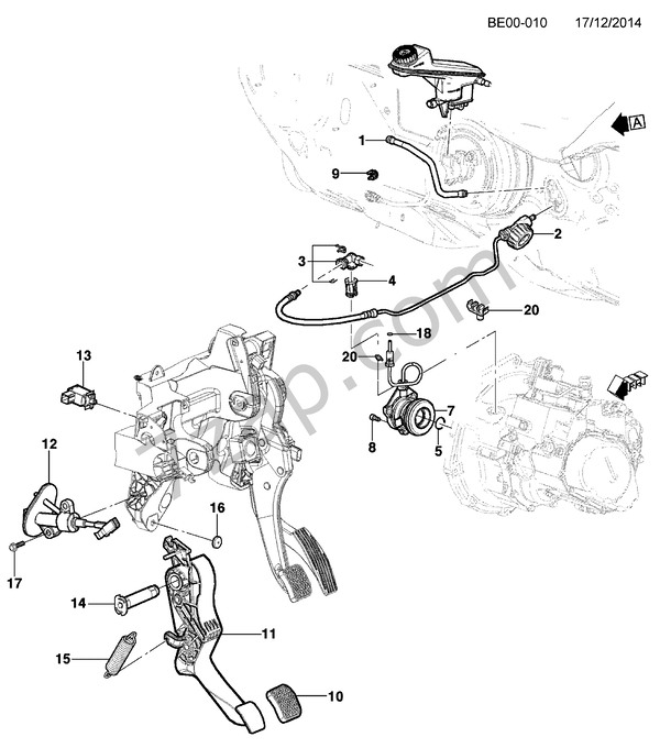 20132017 JE,JF4869 CLUTCH PEDAL & CYLINDERS diagram CHEVROLET onix Onix