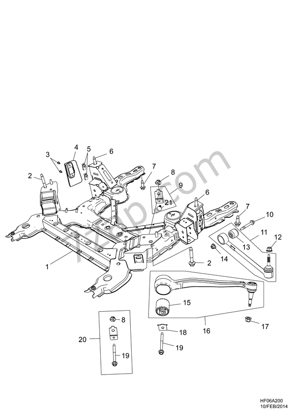 2014-2015 EK,EP19 FRONT SUSPENSION & STEERING FRAME ASM diagramme 