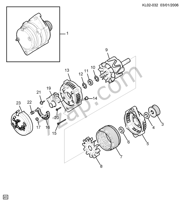 2007 2009 L26 GENERATOR ASM LLW 2 0R LMN 2 0U CHEVROLET Captiva