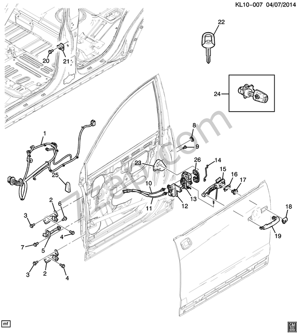 2011-2017 L26 DOOR LOCK & HARDWARE/FRONT diagram CHEVROLET captiva 