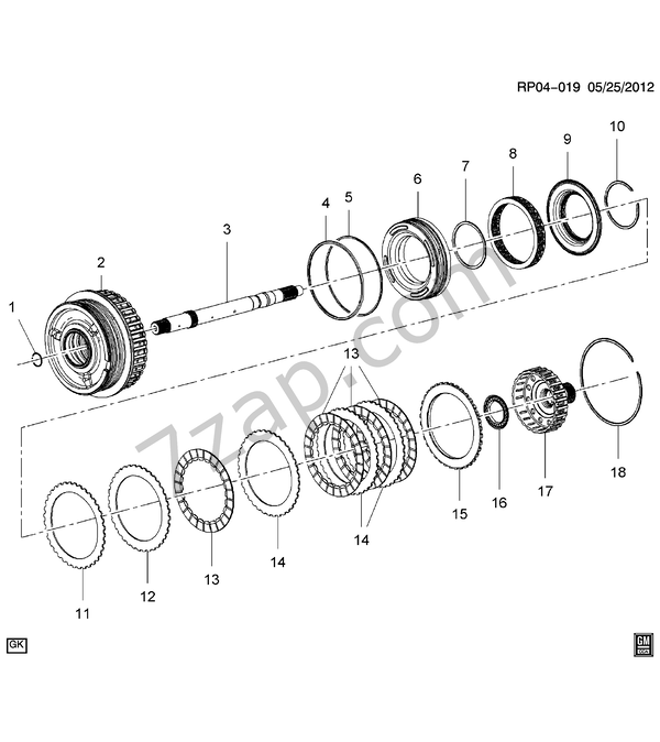 20112013 PT,PU75 AUTOMATIC TRANSMISSION CLUTCH ASSEMBLYGEN 1 (MH7,MH8