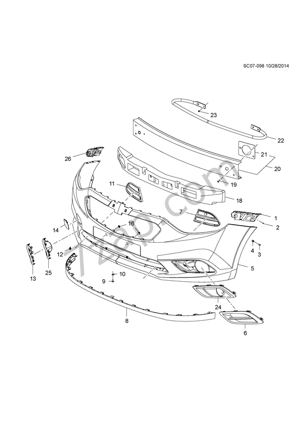 2015-2017 HB,HC,HD69 BUMPER/FRONT diagram CHEVROLET sail Sail 