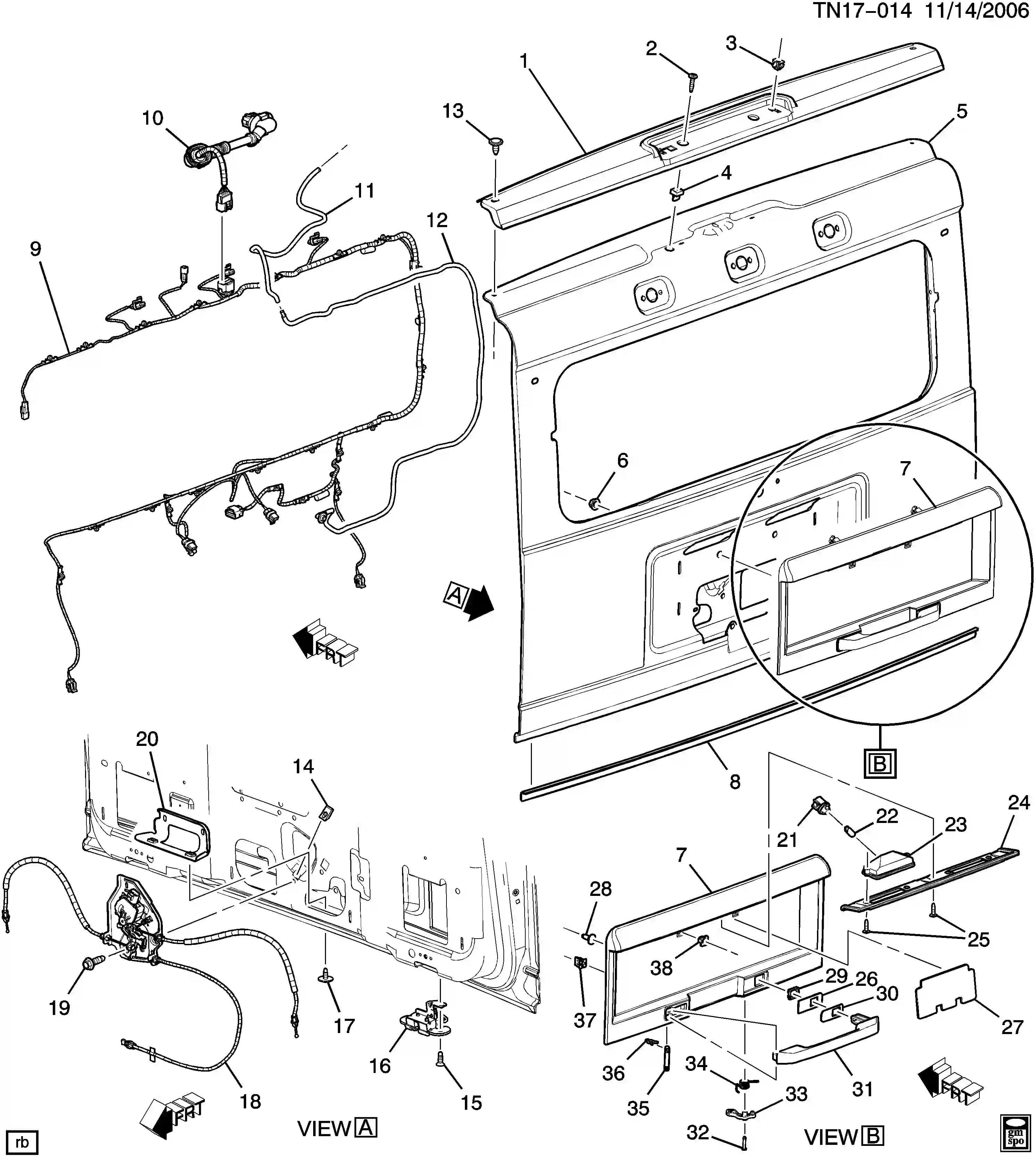 Hummer H2 Liftgate hardware part 2 Diagram & OEM Parts (2003 - 2009 USA ...
