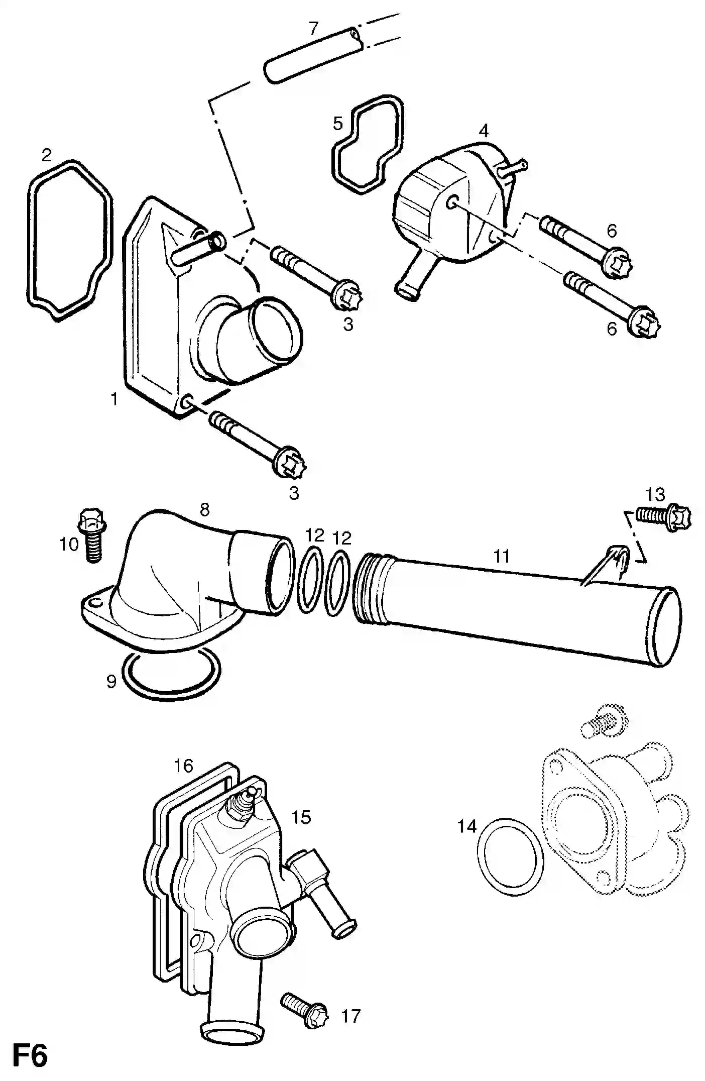 Opel Sintra Thermostat/thermostatgehaeuse und wasserauslass-stutzen ...