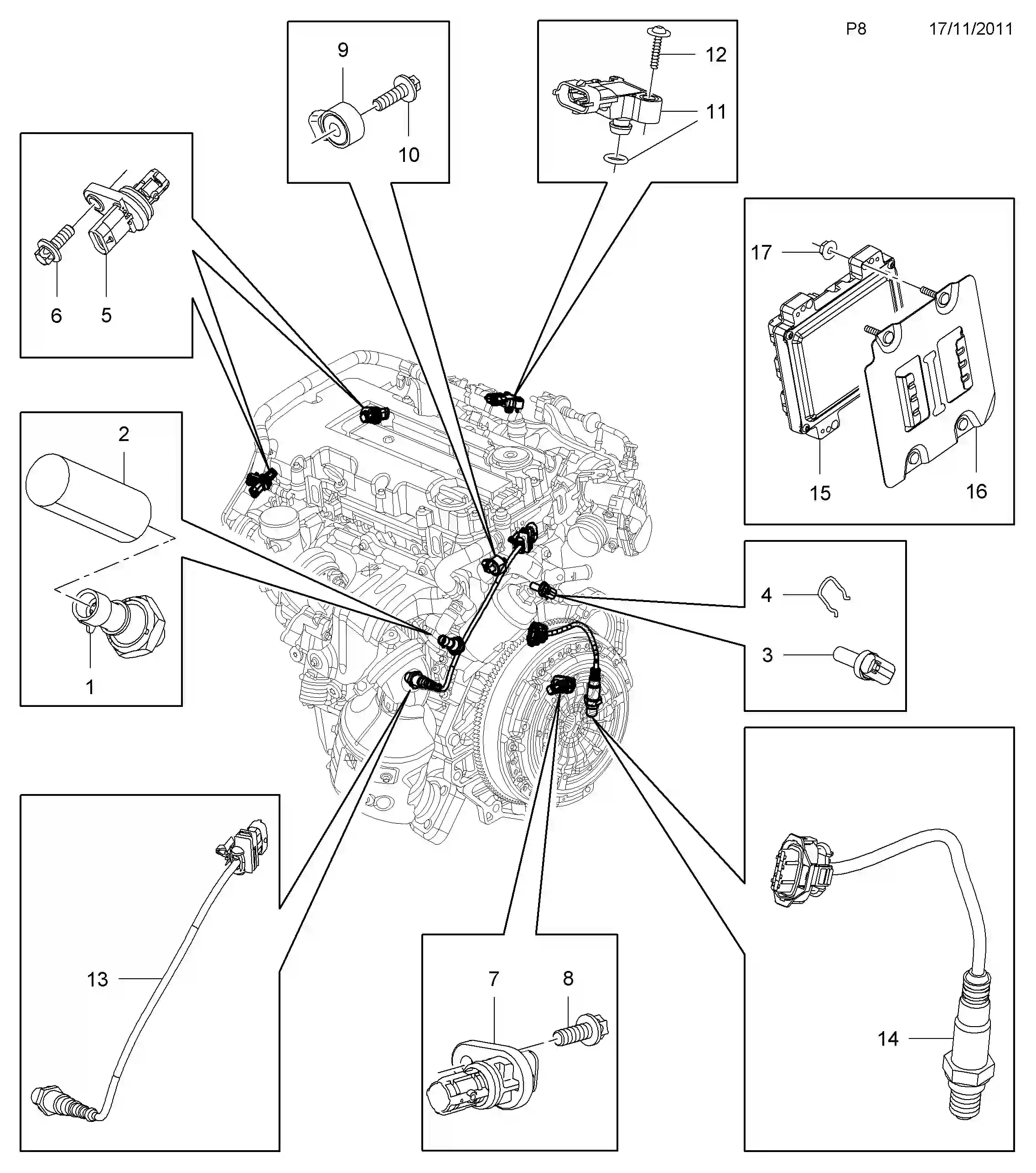 Opel Insignia A Powertrain sensors and engine control module / a14net ...