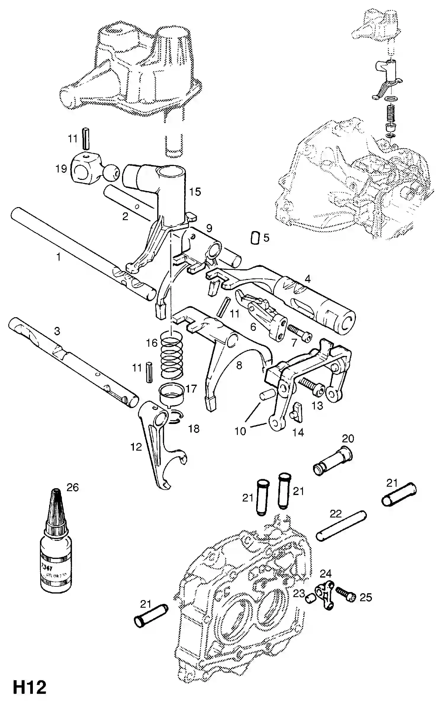 Opel Astra Classic Selector shaft and fork Diagram & OEM Parts (1999 ...