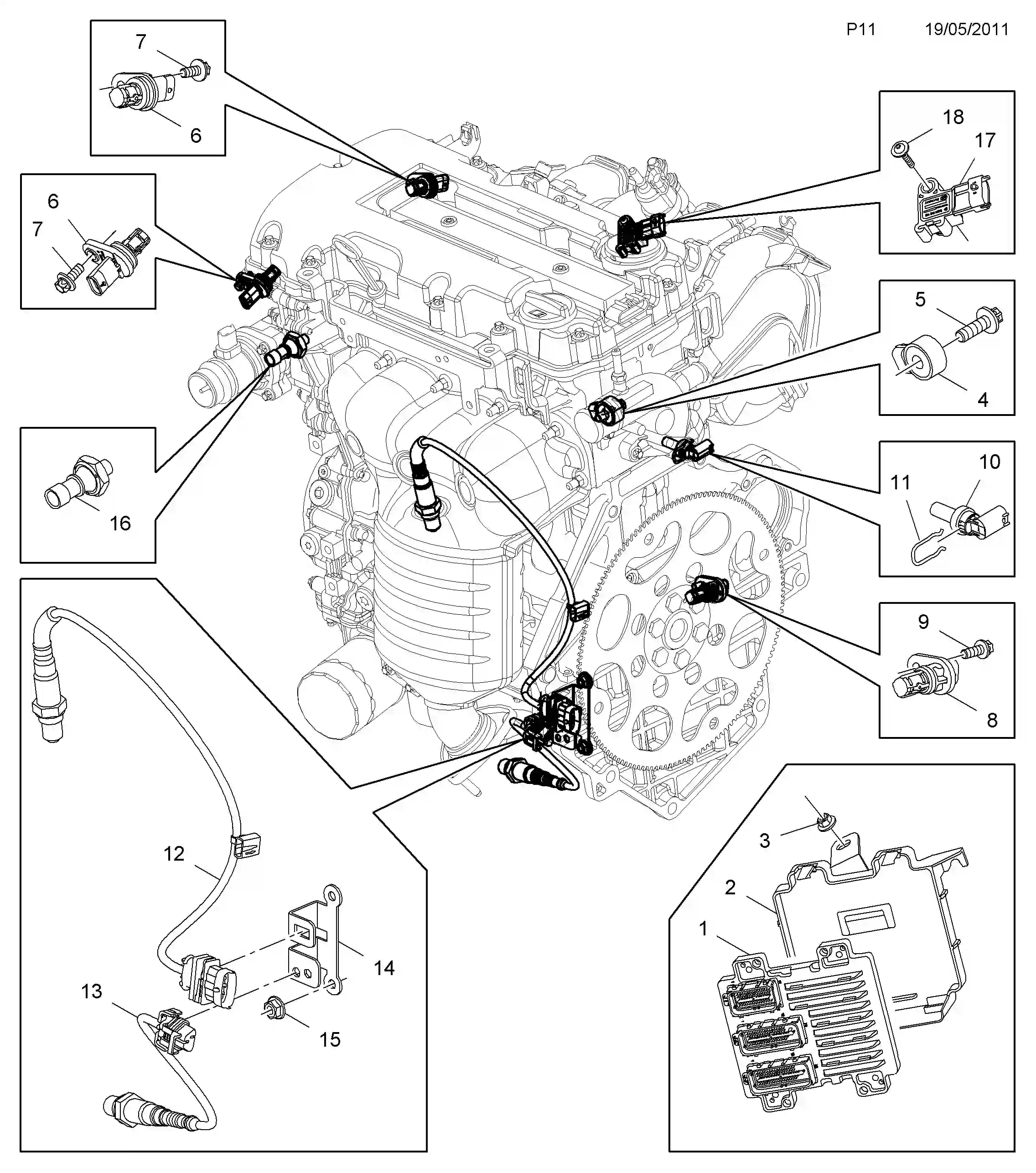Opel Rekord Radiator Sensor Opel Ampera Extended range engine - sensors and control module ...