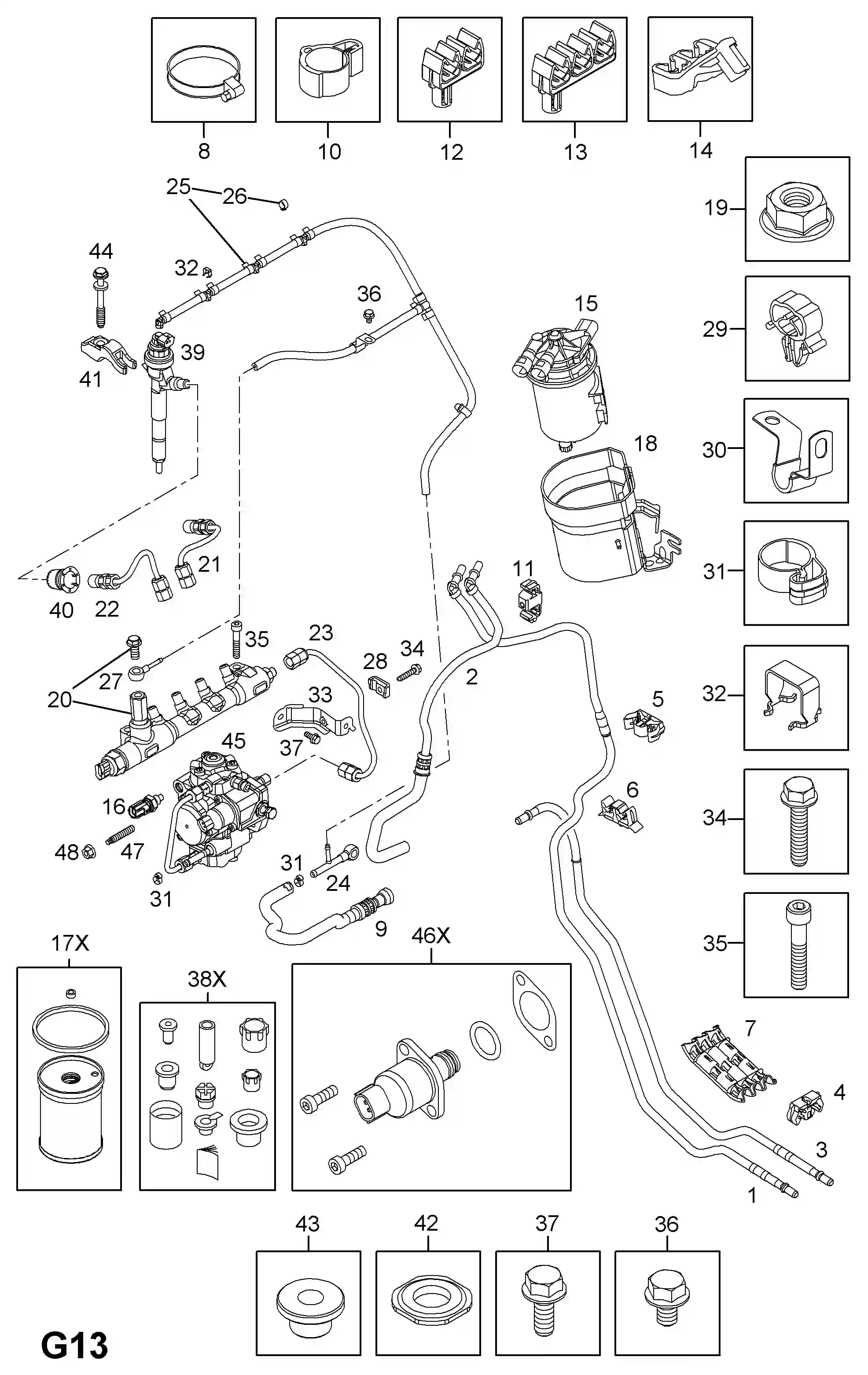 Opel Corsa D Single fuel strainer / z17dtr[lpl] diesel engine parts ...