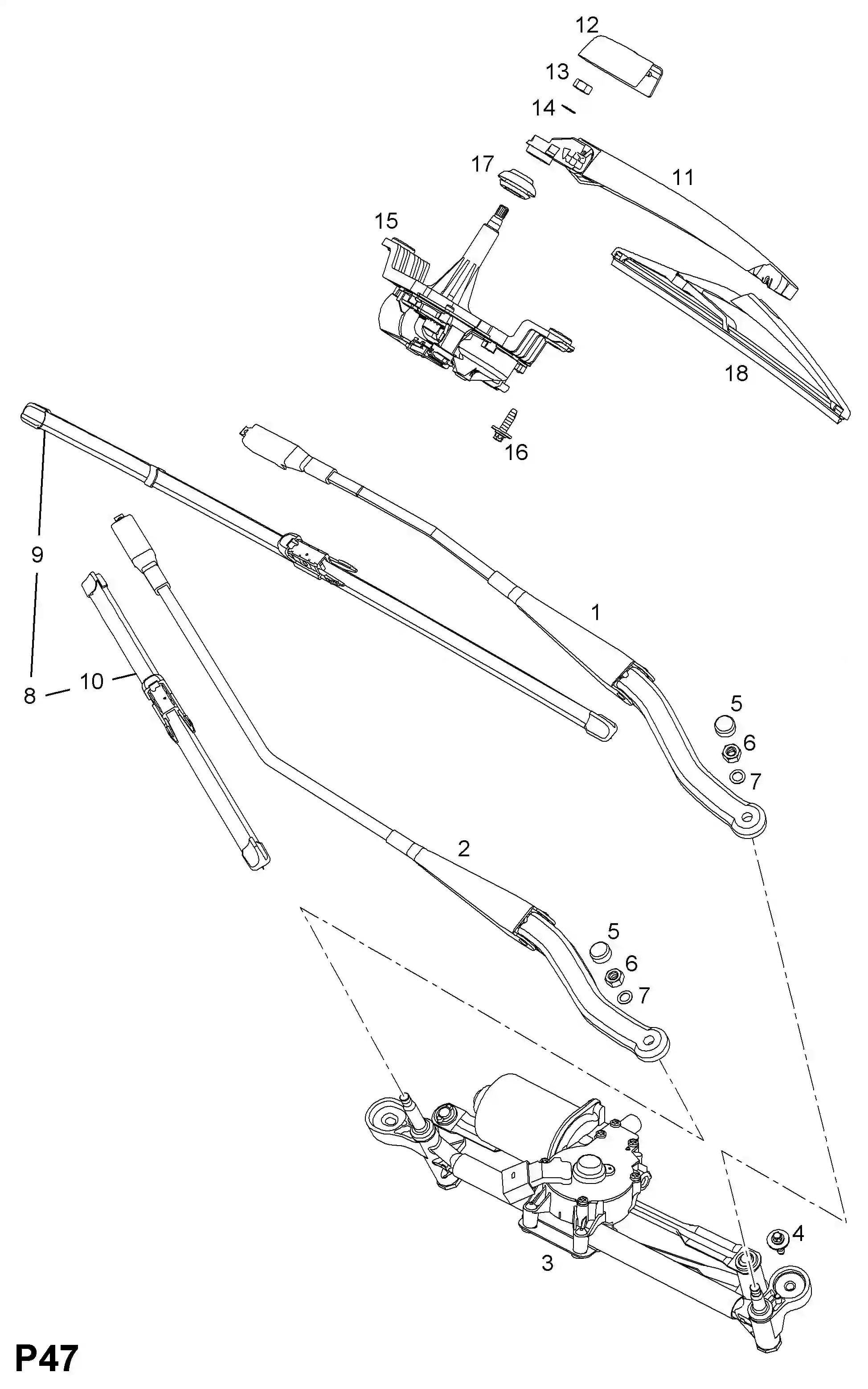 Attelage Essuie-glace Avant Avec Moteur Pour Vauxhall Corsa D 5 Portes Hayon (2007>) - Réf 13182342 - Occasion