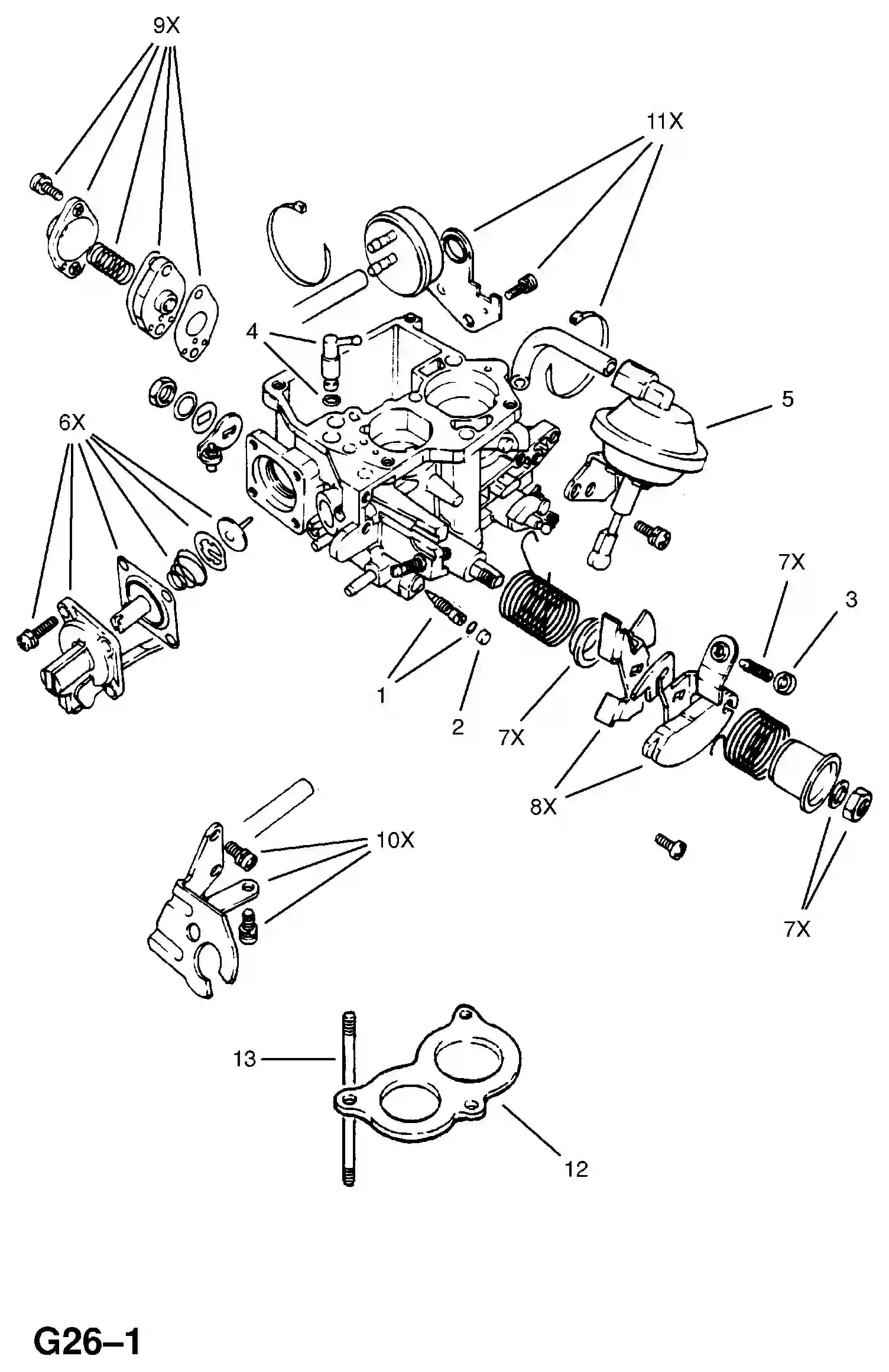 Opel Kadett E Carburetter (contd.) / 14nv[l89] petrol engine (pierburg ...