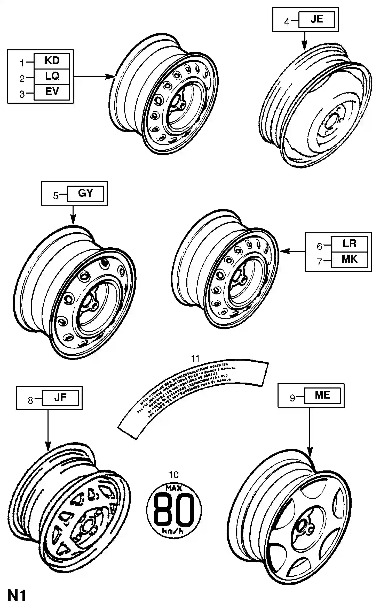 Opel Astra F Road wheels / steel wheels parts 1992 - 1998 | EPC5 Global