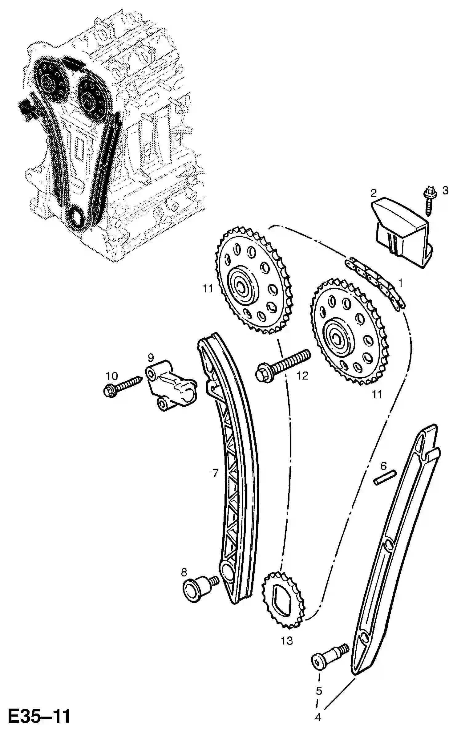 opel-astra-g-zafira-a-steuerkette-kettenrad-und-stuetze-teile-1998
