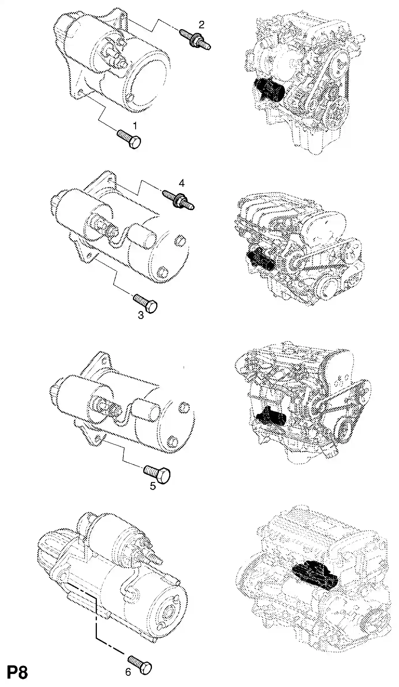 Opel Astra G + Zafira A Starter fittings / z22se[l61] engine parts 1998 ...