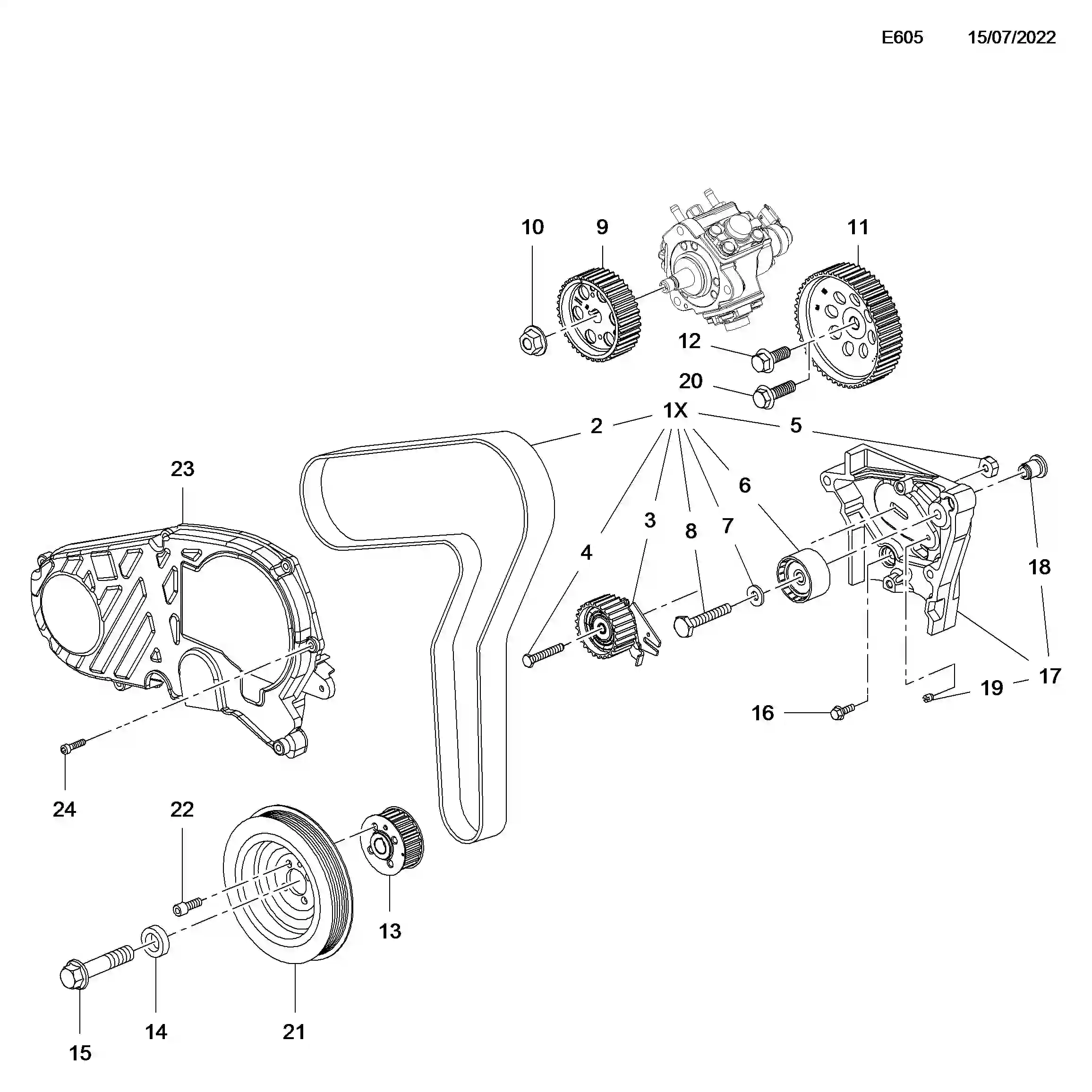 Opel Cascada Timing belt, gear and pulleys / a20dtr[lby] diesel engine ...