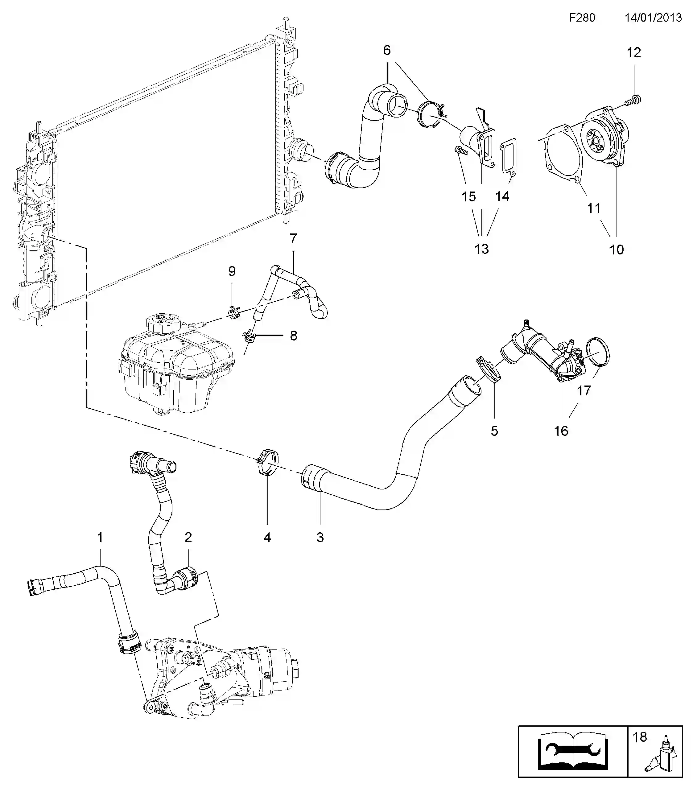 Buy Opel Cascada Coolant hoses and pipes / a20dtr[lby] diesel engine ...