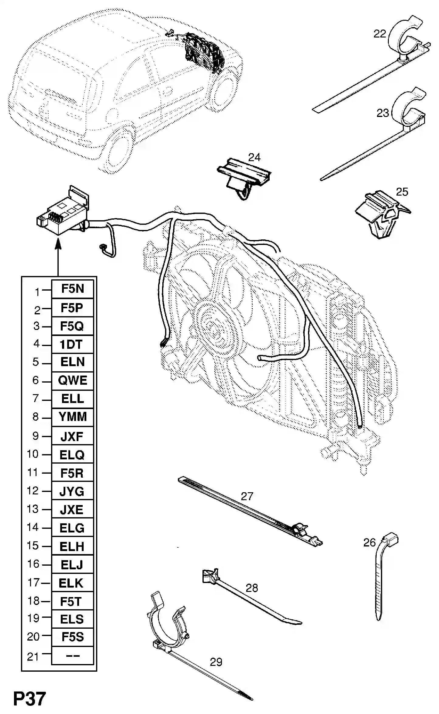 Opel Corsa C Radiator blower fan harness / z18xe[2h9] petrol engine ...