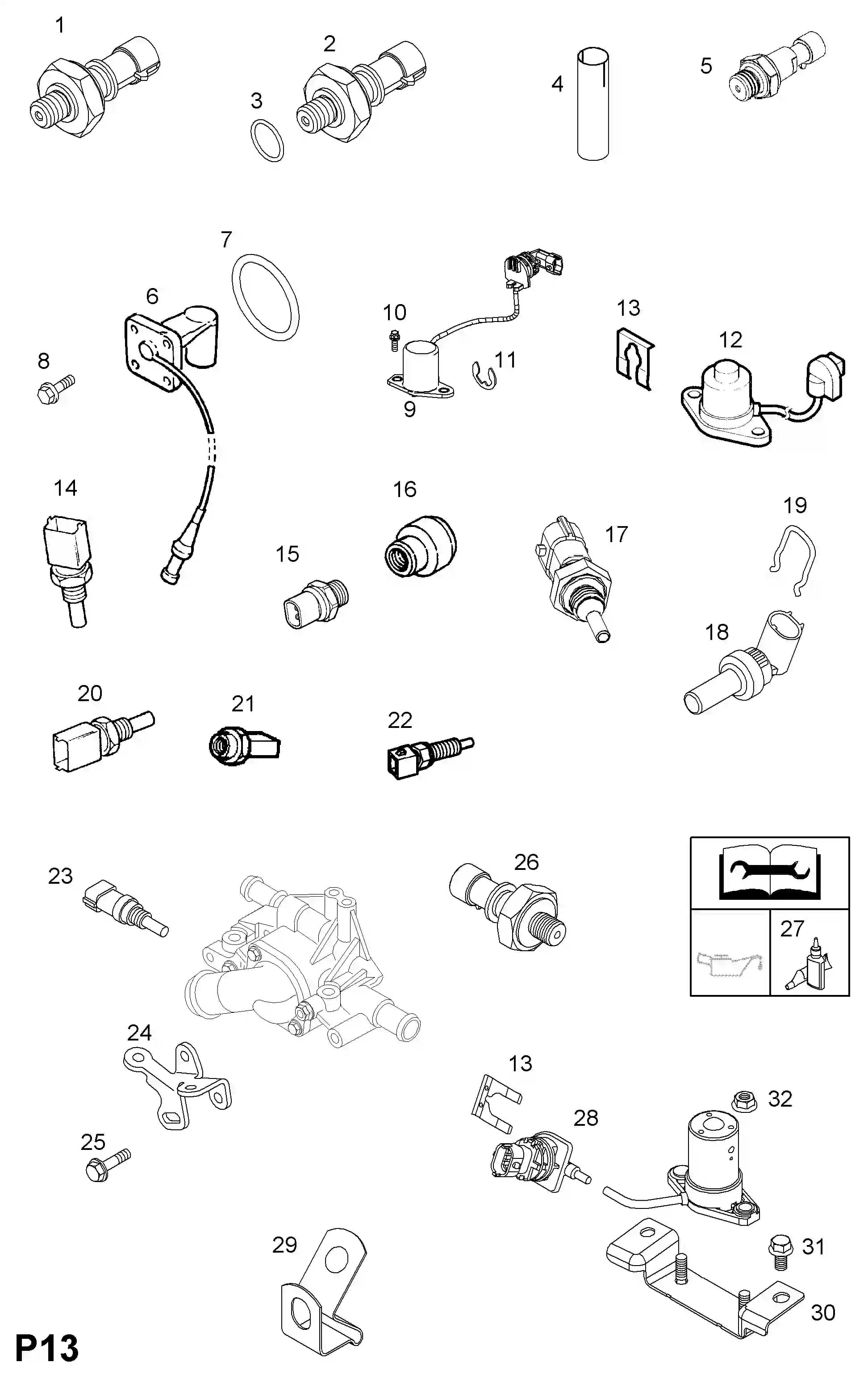 Opel Meriva A Coolant temperature sensor / y17dt[lr6] diesel engine ...