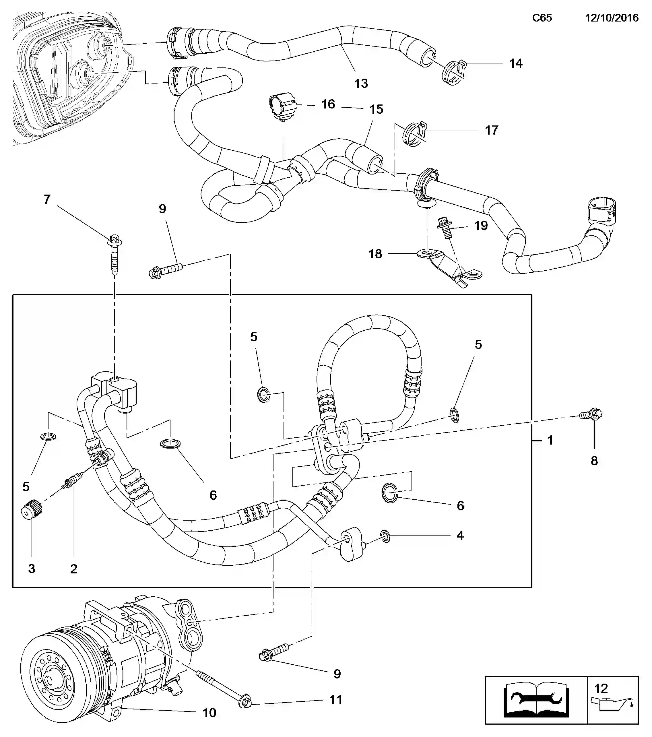 Original Opel/GM A/C Refrigerant Line Sealing Ring (ID 11.8mm) - 24436646, 6850803