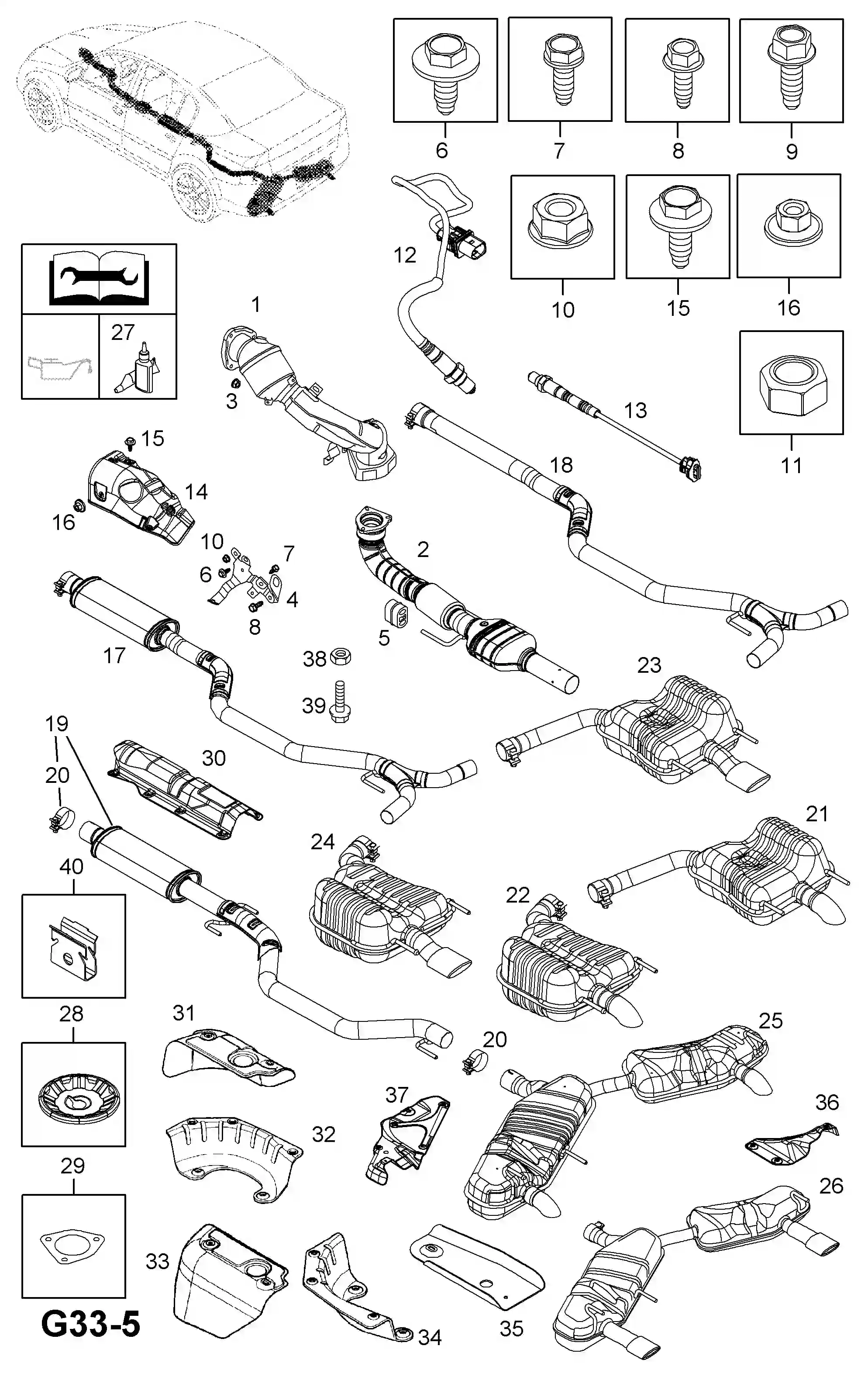 Opel Vectra C Exhaust pipe and silencer (contd.) / z28nel[ldq], z28net ...