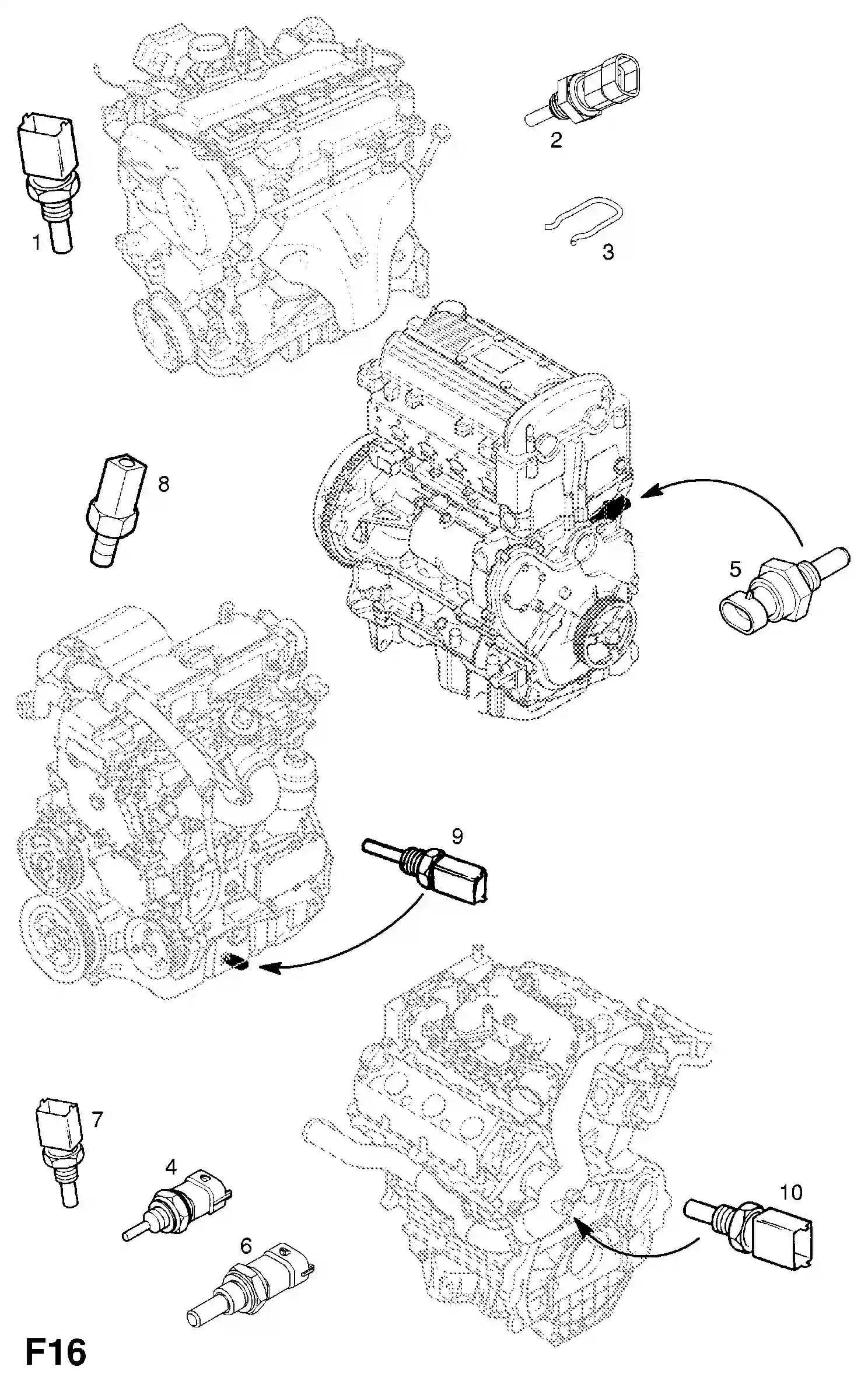 Opel Signum Coolant temperature sensor / z19dt[lpm], z19dth[lrd] diesel ...