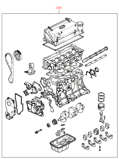 SUB ENGINE ASSY (SOHC), SOHC HYUNDAI ATOS PRIME 99 (1999-2000)