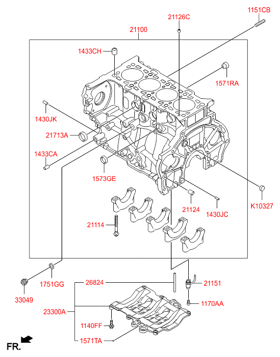 气缸体 HYUNDAI IX35/TUCSON 11 (CZECH PLANT-EUR) (2011-2013)
