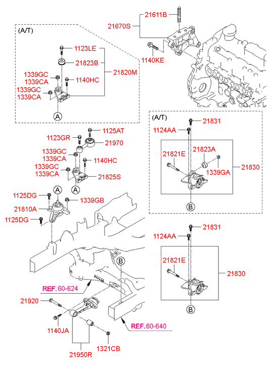 发动机和变速驱动桥支架 HYUNDAI IX35/TUCSON 11 (CZECH PLANT-EUR) (2011-2013)