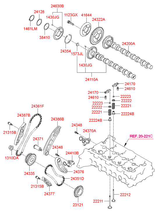 凸轮轴和阀门 HYUNDAI IX35/TUCSON 11 (CZECH PLANT-EUR) (2011-2013)