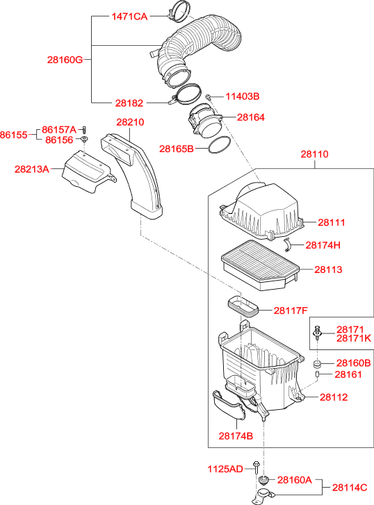 空气滤清器 HYUNDAI IX35/TUCSON 11 (CZECH PLANT-EUR) (2011-2013)