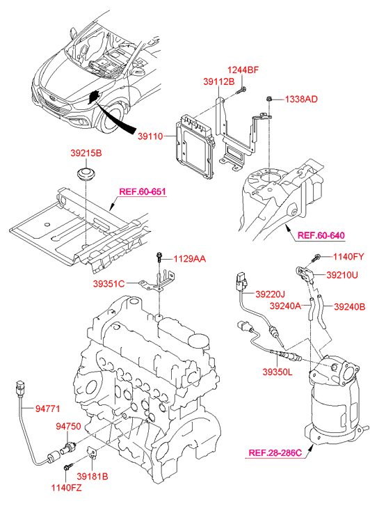 электронный блок управления двигателем HYUNDAI IX35/TUCSON 11 (CZECH PLANT-EUR) (2011-2013)
