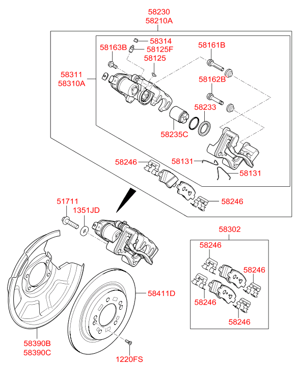 тормозной механизм заднего колеса HYUNDAI IONIQ ELECTRIC (2016-)