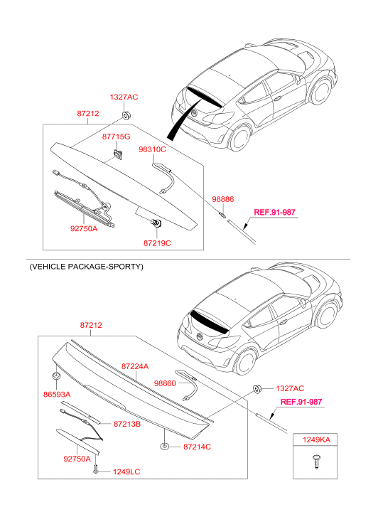车顶装饰件和后扰流板 (03/03) HYUNDAI VELOSTER 11 (2011-2014)