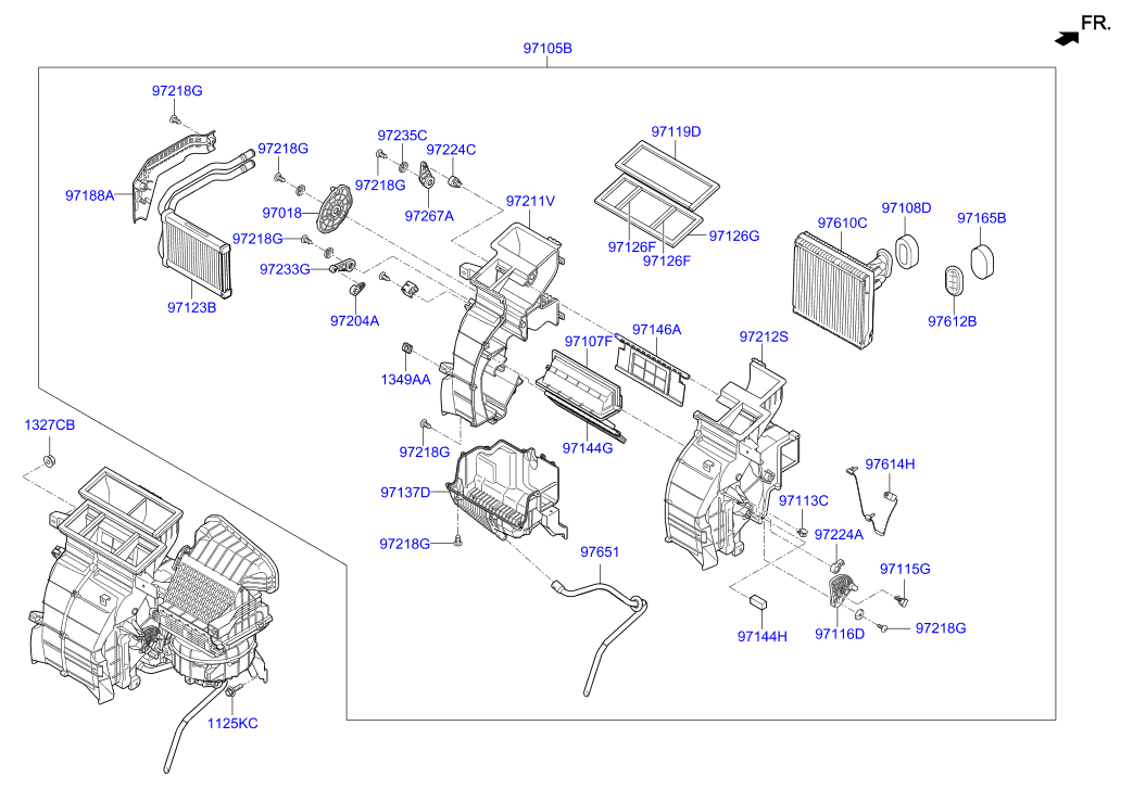 Hyundai Reina Heater system, heater & blower Diagram & OEM Parts (2018 ...