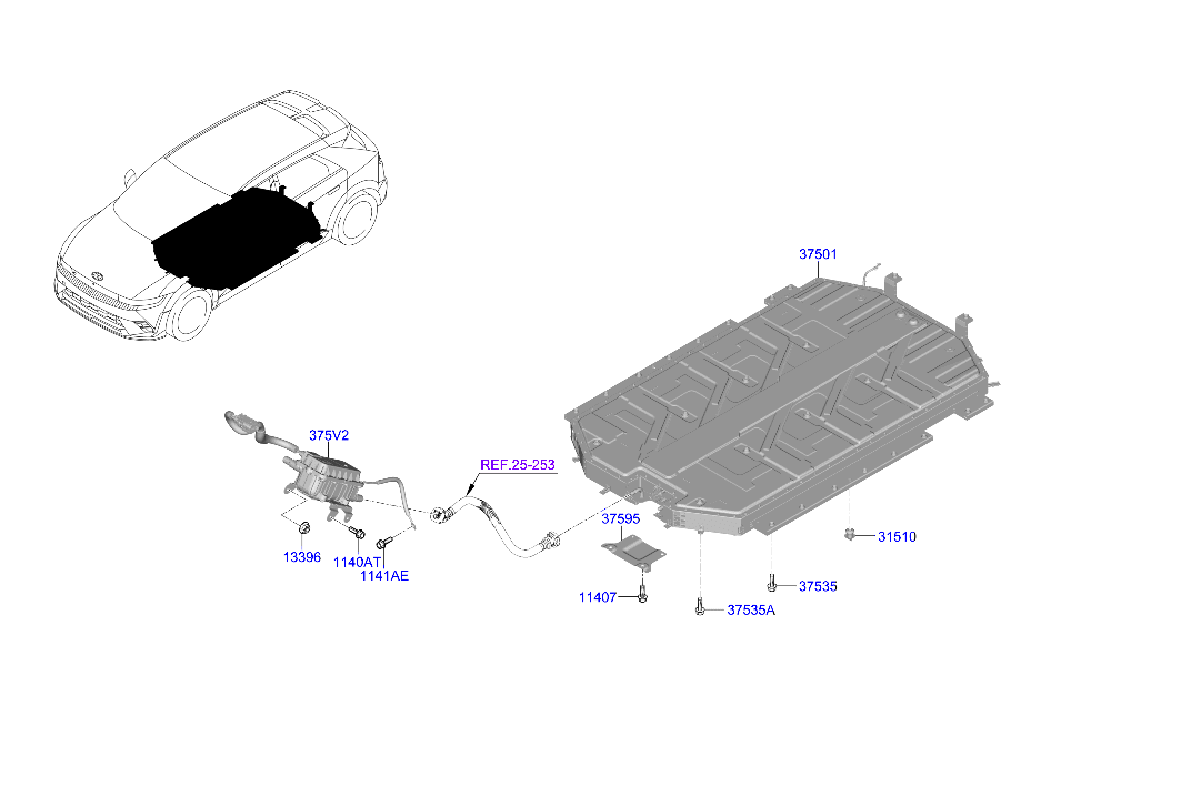Hyundai Ioniq 5 Facelift High voltage battery system parts 2023 - 2024 ...
