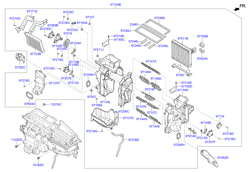 Hyundai Grandeur IG Heater system, heater & blower Diagram & OEM Parts ...