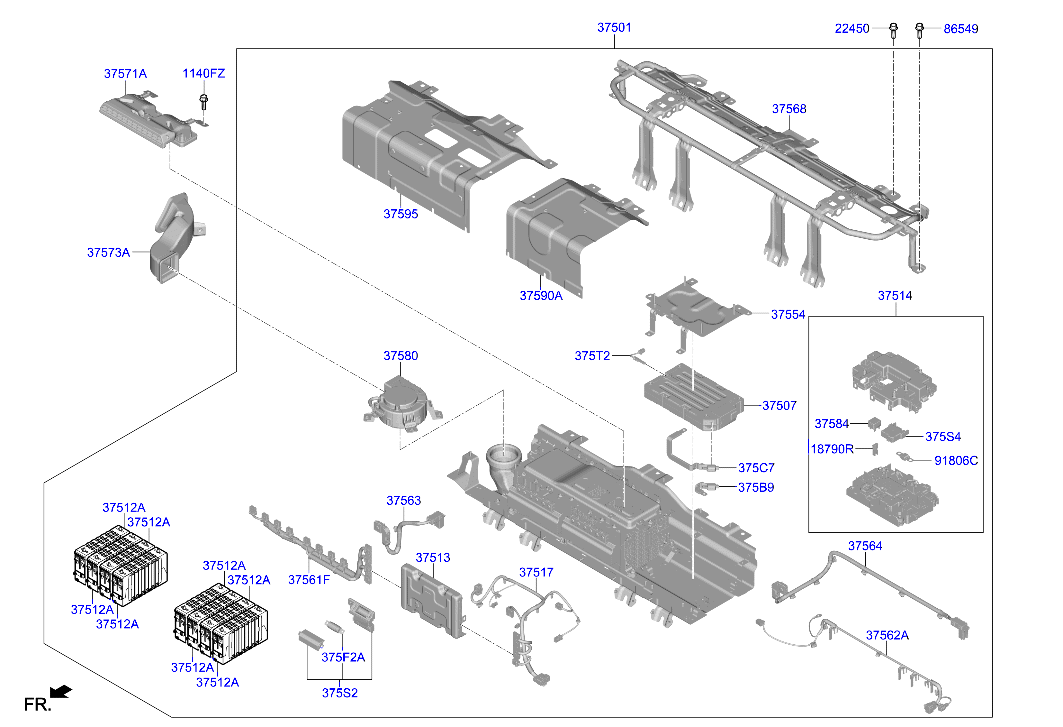 Hyundai Elantra CN7 Facelift High voltage battery system parts 2023 ...