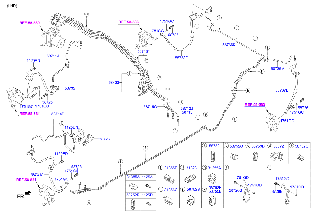 Hyundai Genesis DH Brake fluid line parts 2014 - 2016 | EPC Global