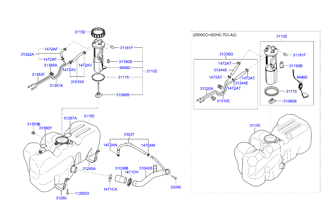 Buy Hyundai H100 4th Generation Facelift Fuel system parts online 2017 ...