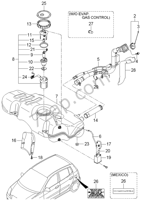 TANK FUEL KIA PICANTO 04 SEP.2006 (20042006) [Europe]